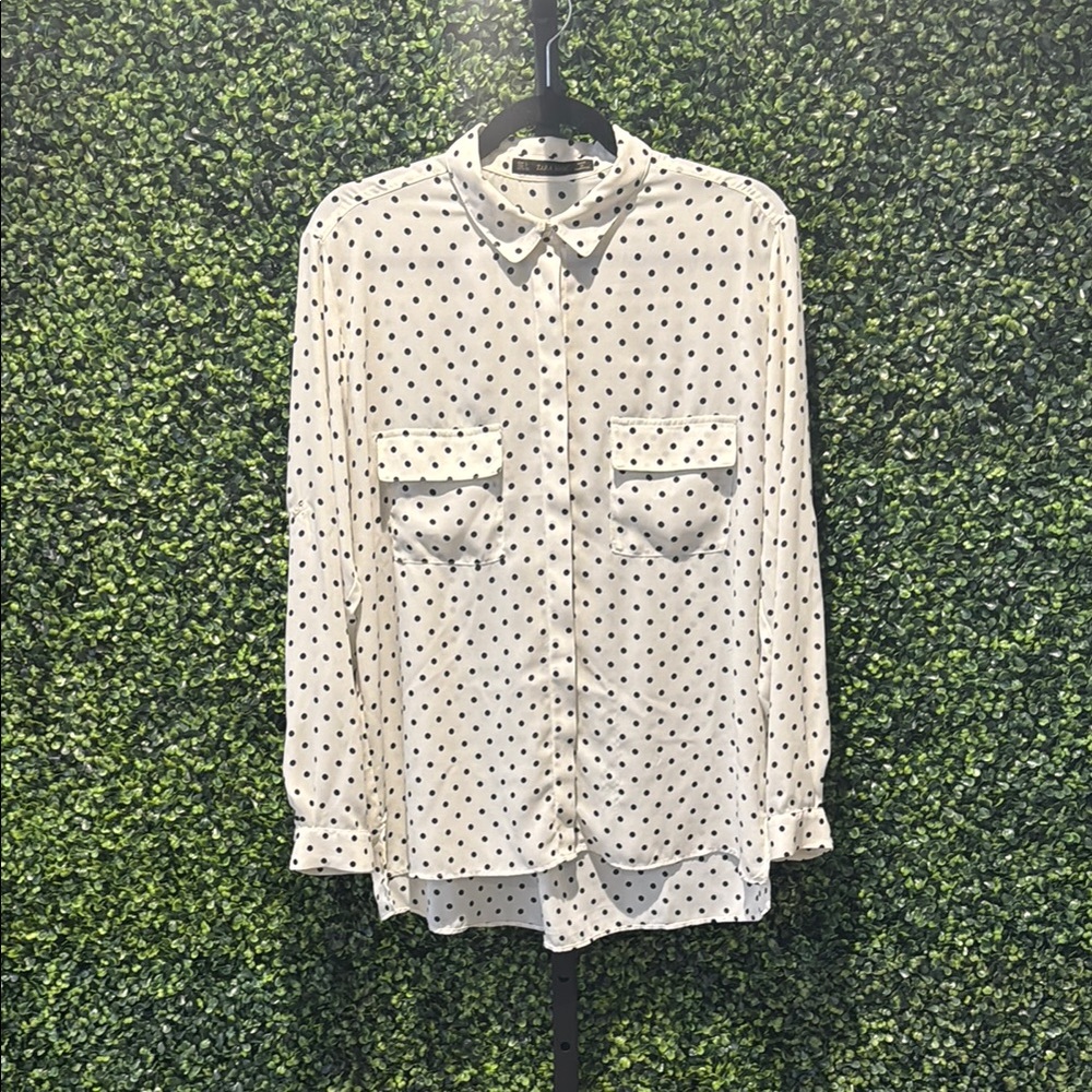 Zara Basics Polka Dot Button-Up Shirt